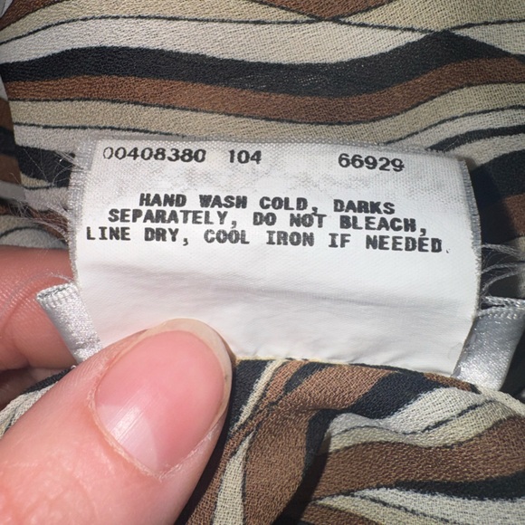 Y2K A. Byer Brown Black & Cream Print asymmetrical cowl neck sleeveless Top - Picture 5 of 5